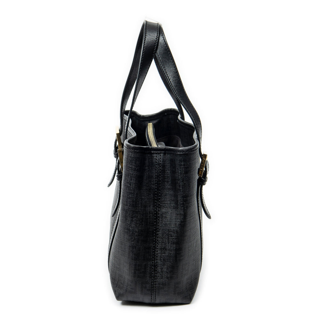 Shoulder Bag Square Open Tote Black Zucchino Spalmati Coated Canvas