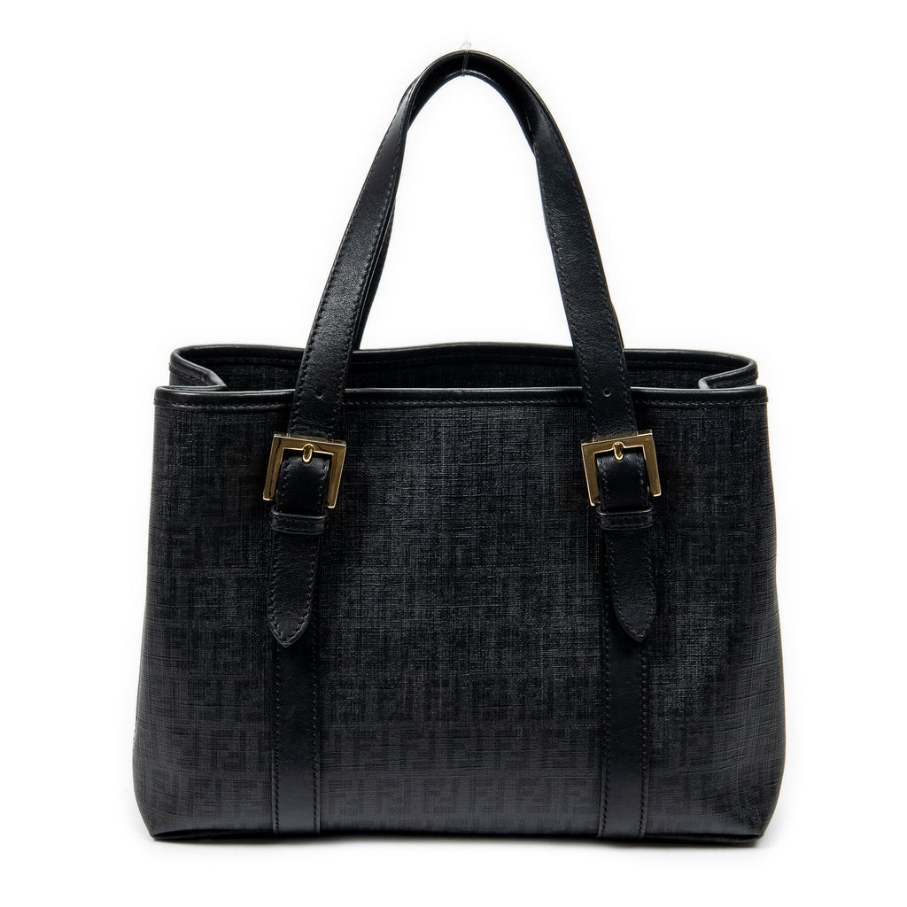 Shoulder Bag Square Open Tote Black Zucchino Spalmati Coated Canvas