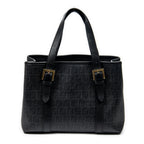 Shoulder Bag Square Open Tote Black Zucchino Spalmati Coated Canvas