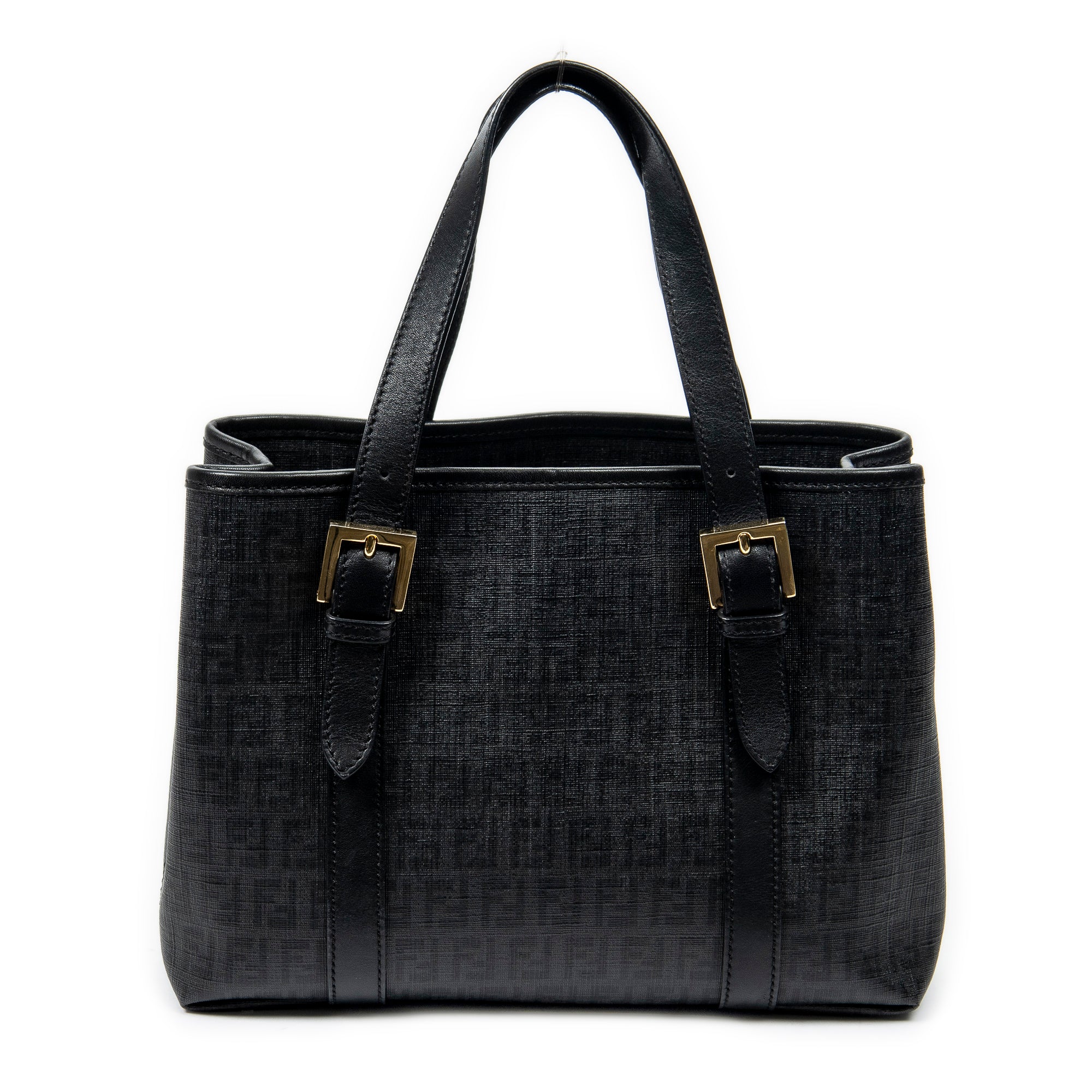 Shoulder Bag Square Open Tote Black Zucchino Spalmati Coated Canvas