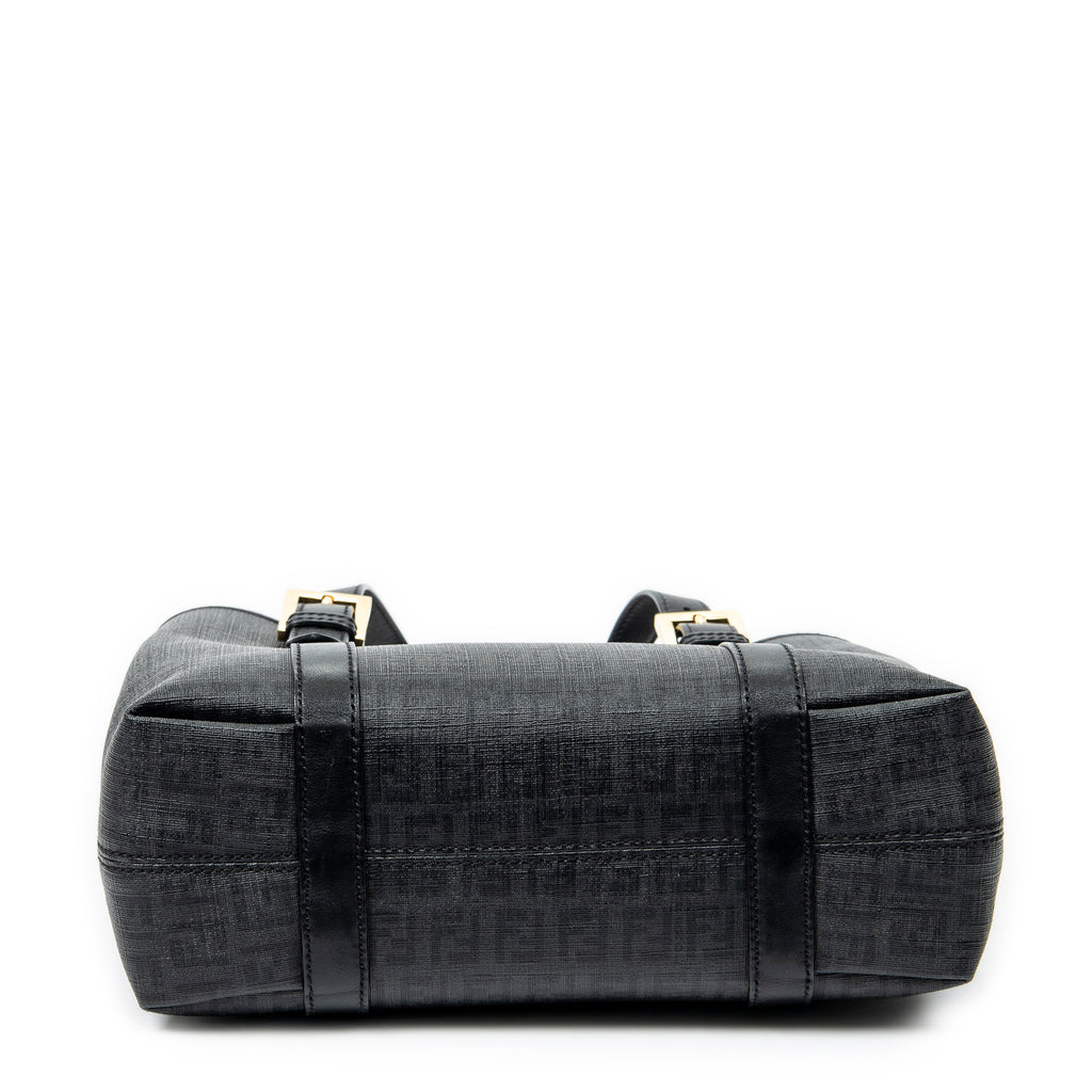 Shoulder Bag Square Open Tote Black Zucchino Spalmati Coated Canvas