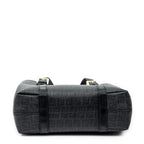 Shoulder Bag Square Open Tote Black Zucchino Spalmati Coated Canvas
