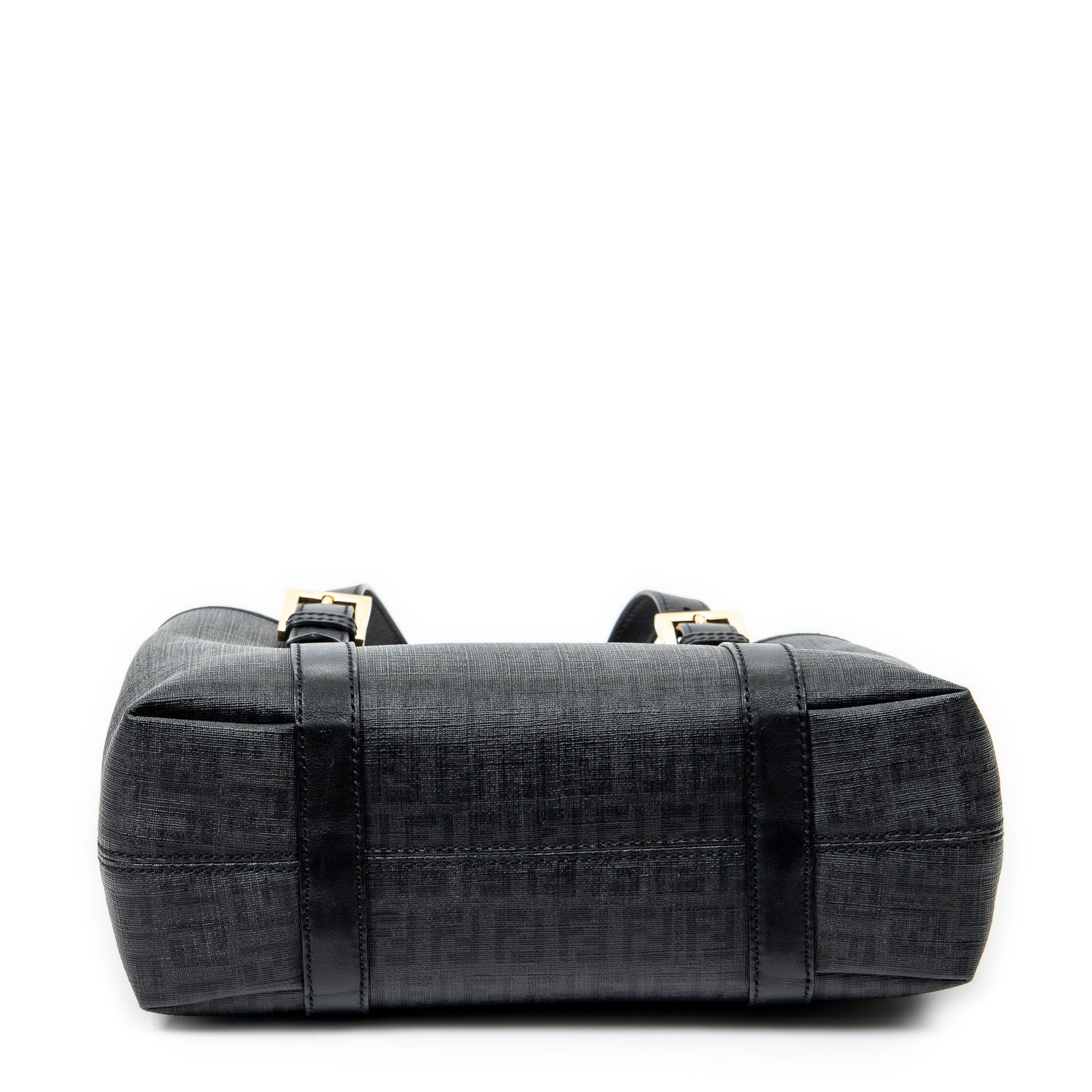 Shoulder Bag Square Open Tote Black Zucchino Spalmati Coated Canvas