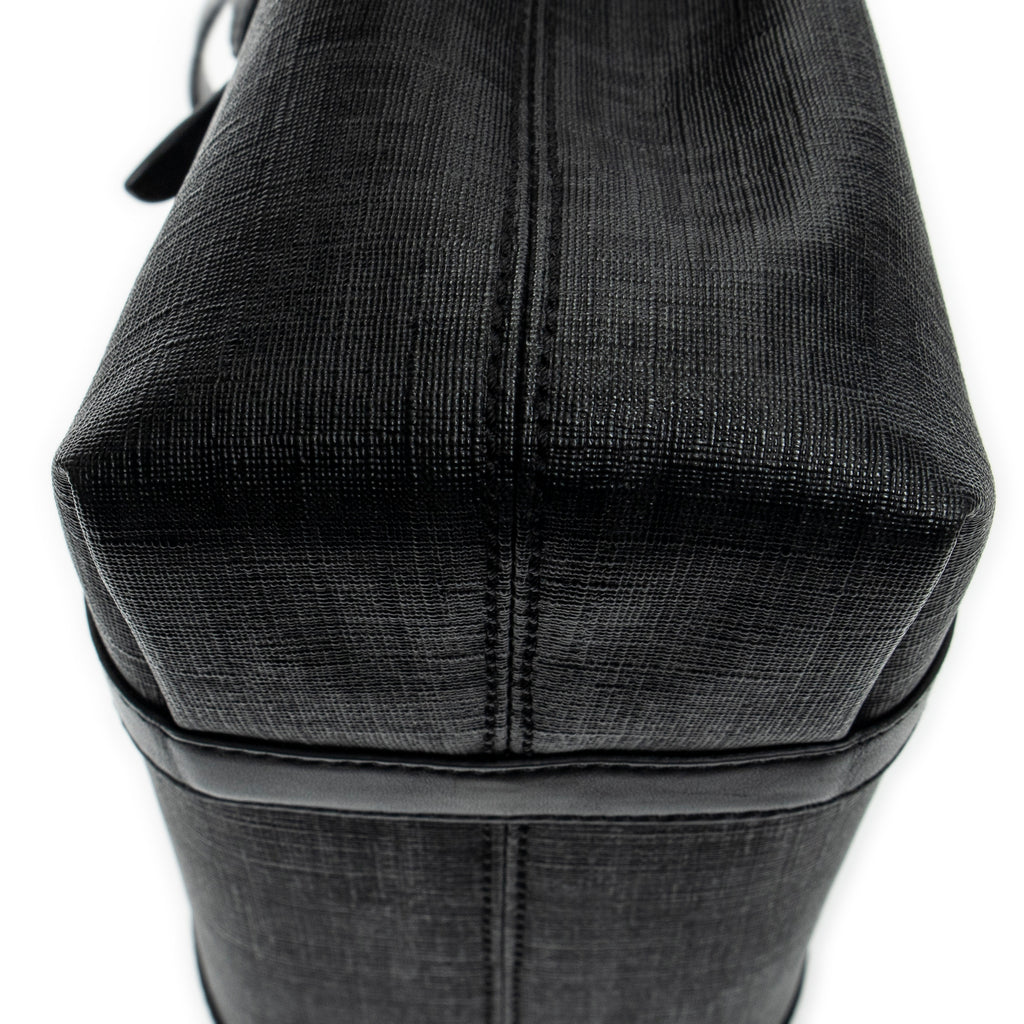 Shoulder Bag Square Open Tote Black Zucchino Spalmati Coated Canvas
