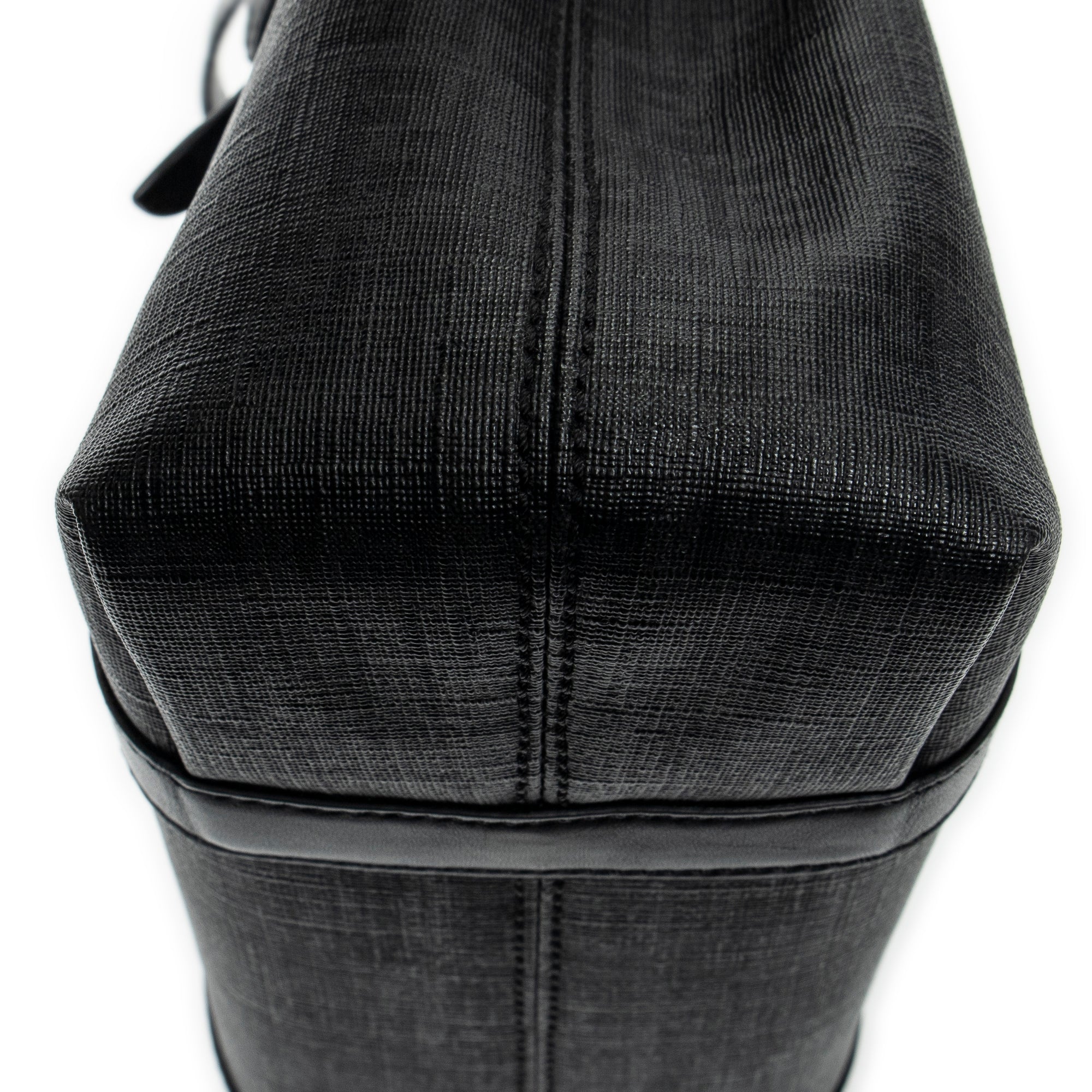 Shoulder Bag Square Open Tote Black Zucchino Spalmati Coated Canvas