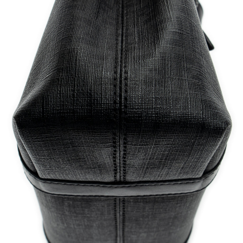 Shoulder Bag Square Open Tote Black Zucchino Spalmati Coated Canvas