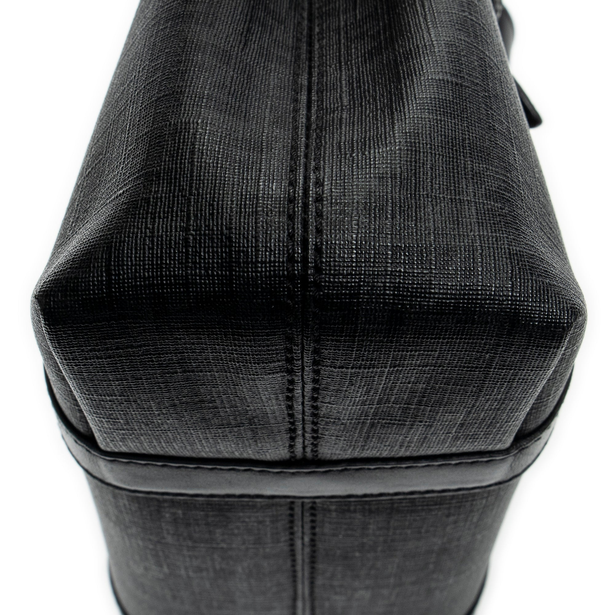 Shoulder Bag Square Open Tote Black Zucchino Spalmati Coated Canvas