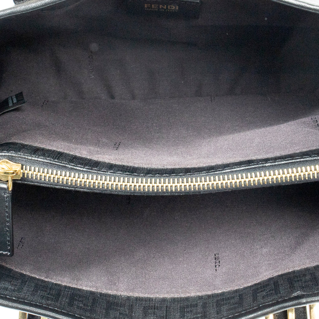 Shoulder Bag Square Open Tote Black Zucchino Spalmati Coated Canvas