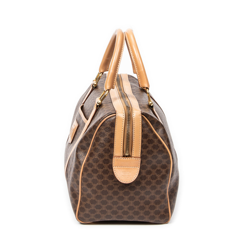 Bolso de mano Boston mediano vintage de lona revestida Macadam marrón