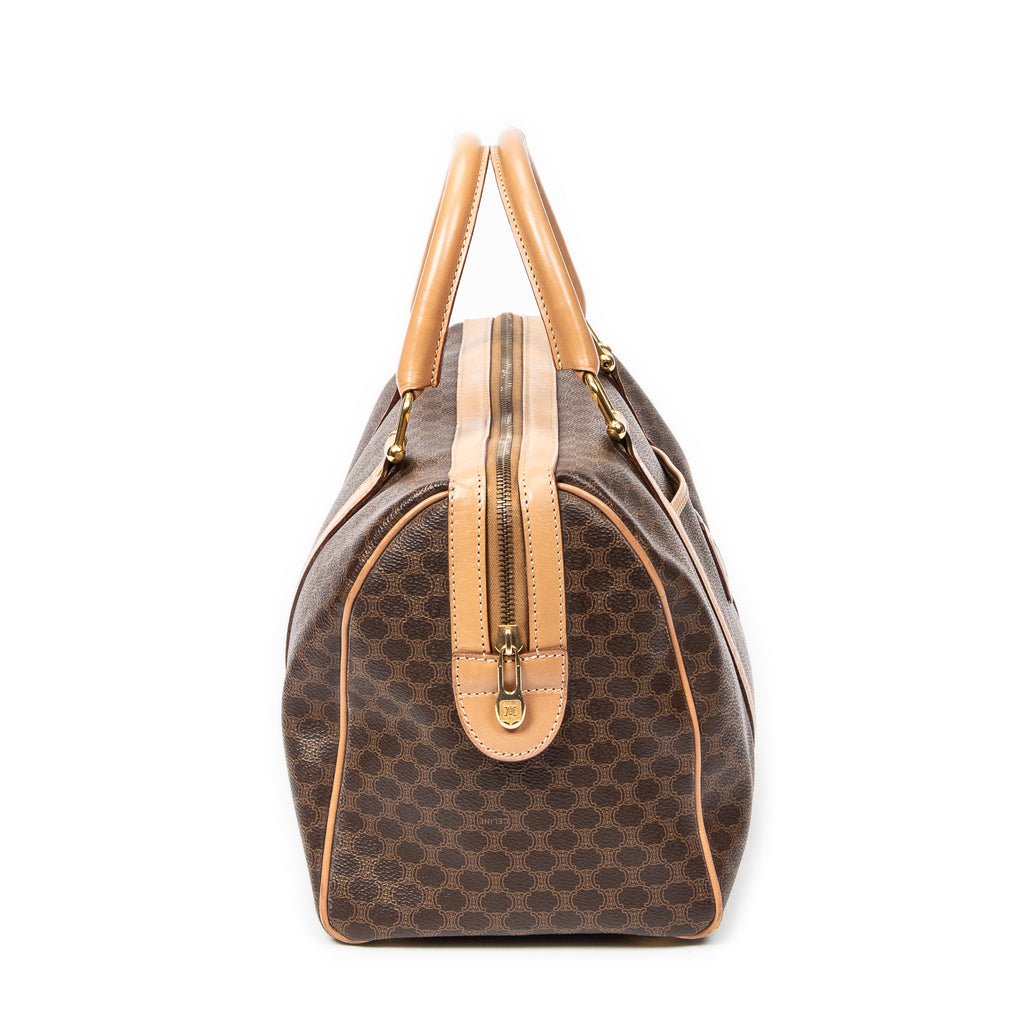 Bolso de mano Boston mediano vintage de lona revestida Macadam marrón
