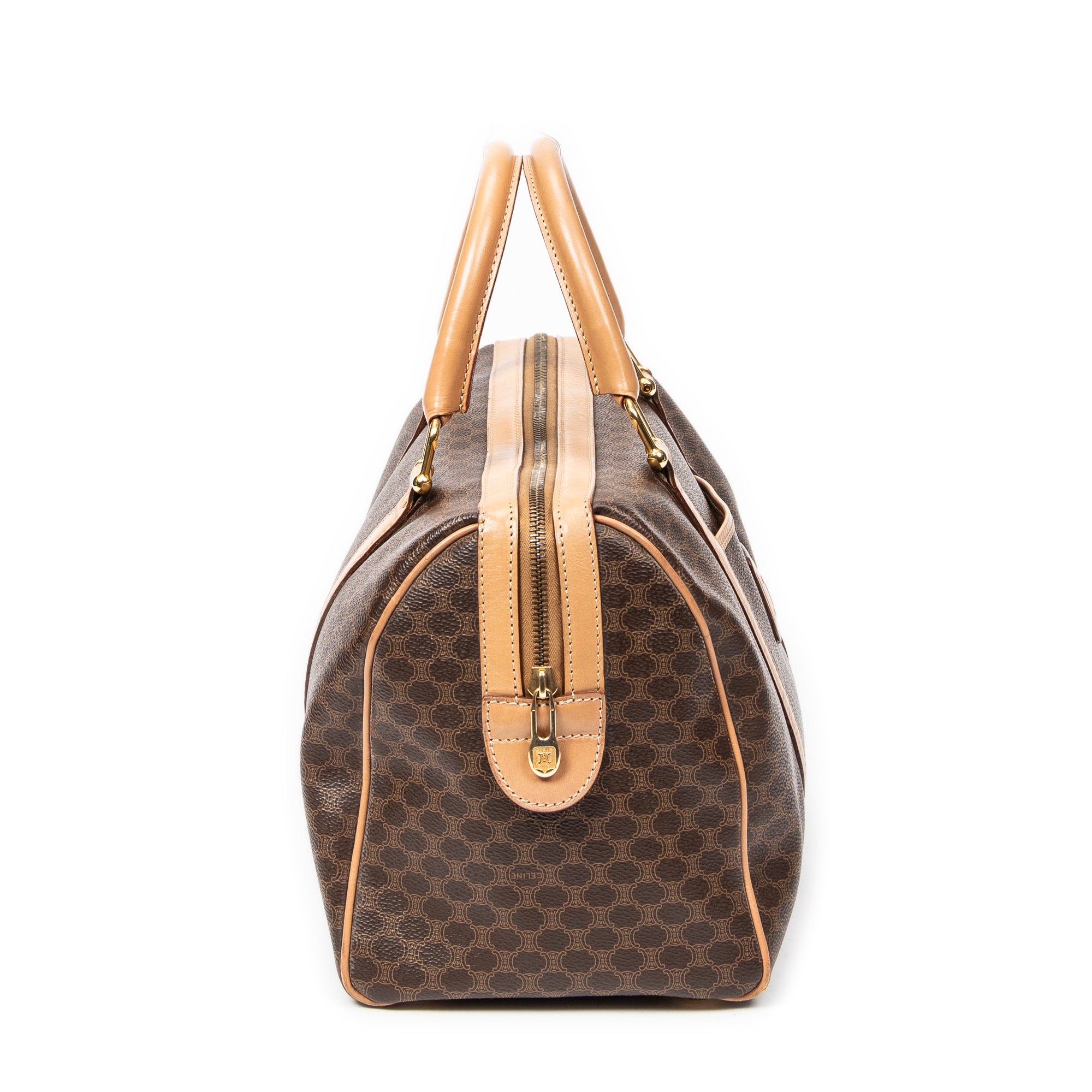 Bolso de mano Boston mediano vintage de lona revestida Macadam marrón