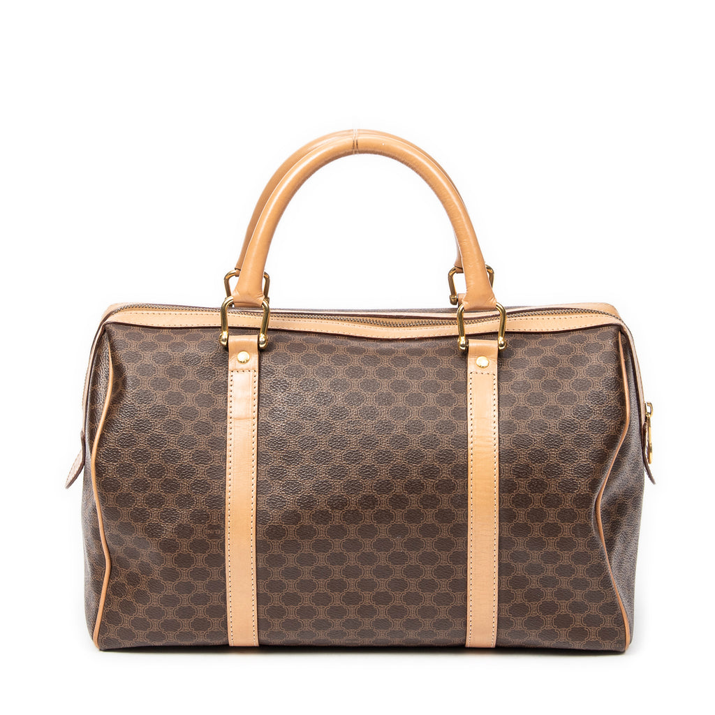 Bolso de mano Boston mediano vintage de lona revestida Macadam marrón