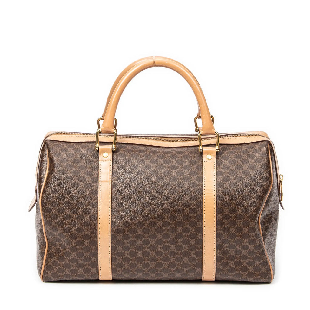 Sac à main vintage Boston moyen toile enduite Macadam marron