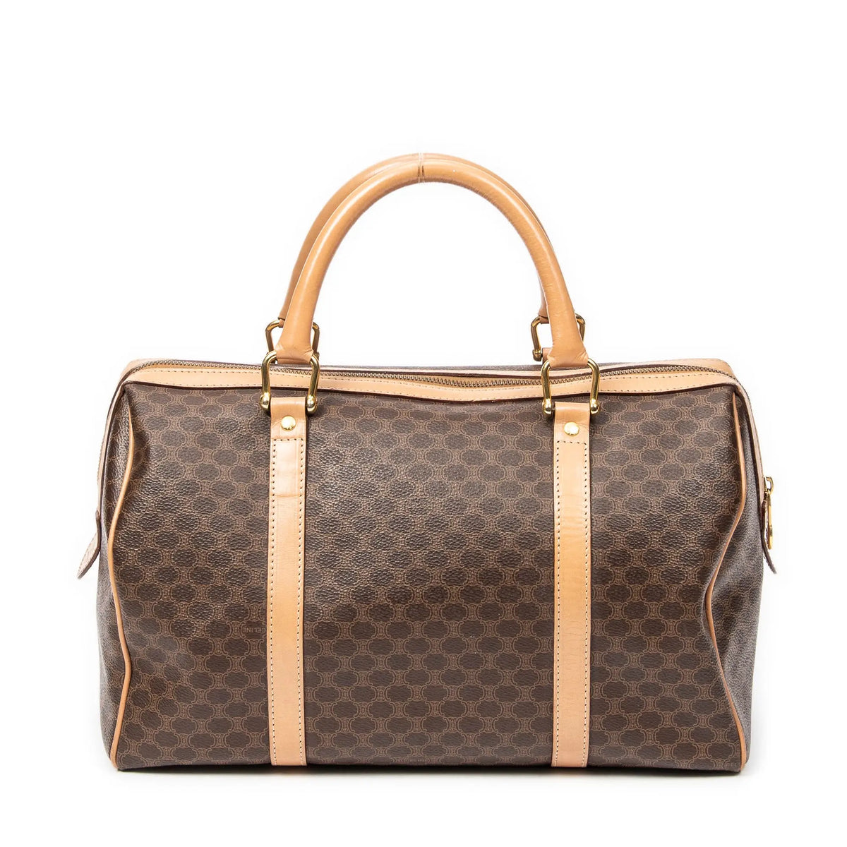 Sac à main vintage Boston moyen toile enduite Macadam marron