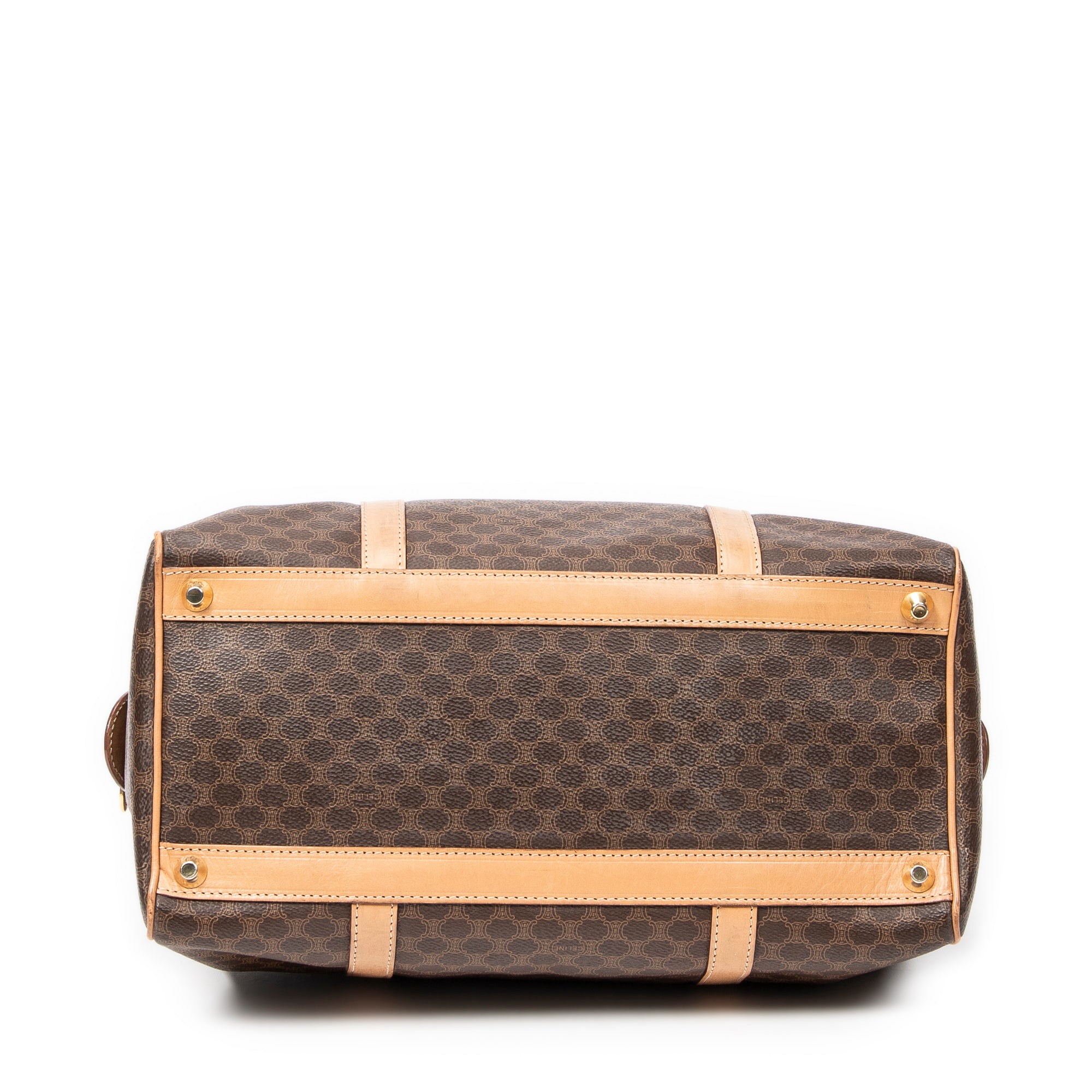 Bolso de mano Boston mediano vintage de lona revestida Macadam marrón