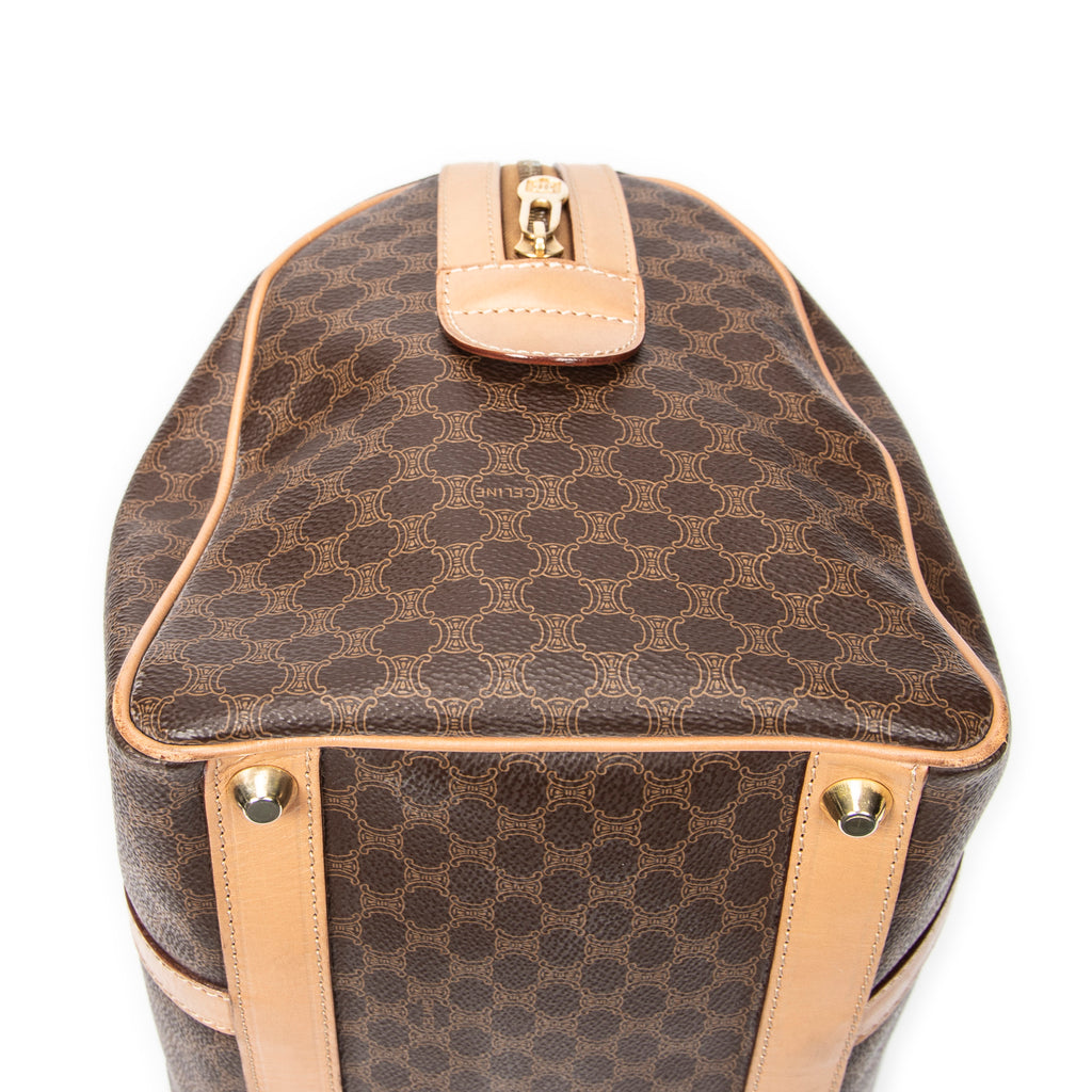 Bolso de mano Boston mediano vintage de lona revestida Macadam marrón