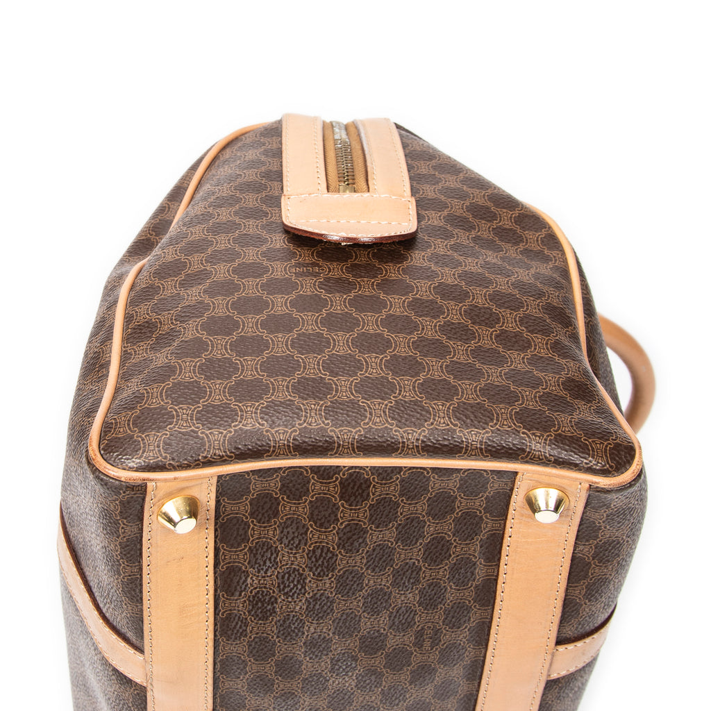 Bolso de mano Boston mediano vintage de lona revestida Macadam marrón