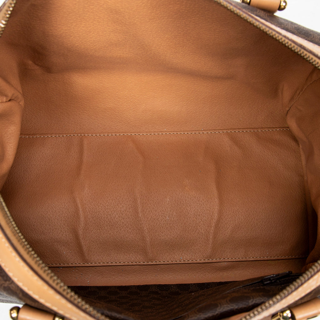 Bolso de mano Boston mediano vintage de lona revestida Macadam marrón