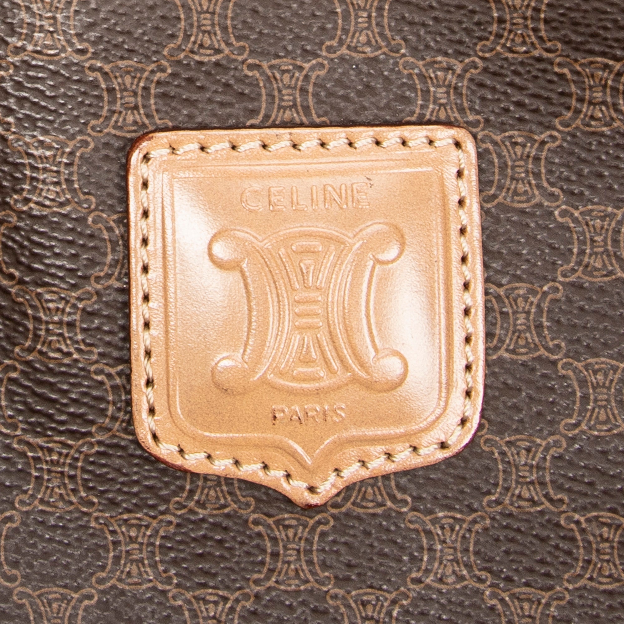 Bolso de mano Boston mediano vintage de lona revestida Macadam marrón