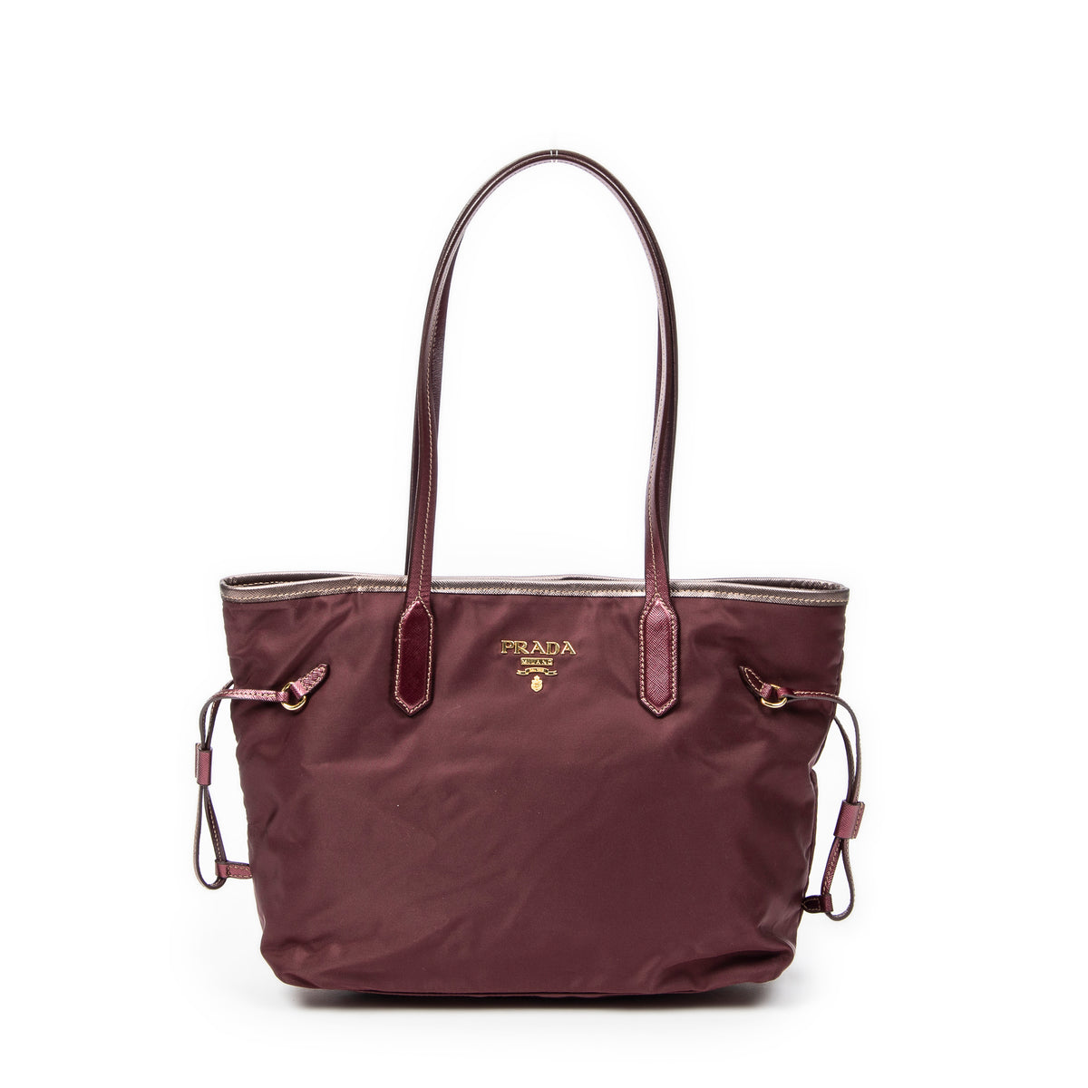 Shoulder Bag Side Drawstring Shopping Tote Purple Nylon Canvas