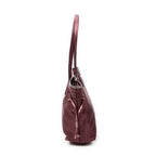 Shoulder Bag Side Drawstring Shopping Tote Purple Nylon Canvas