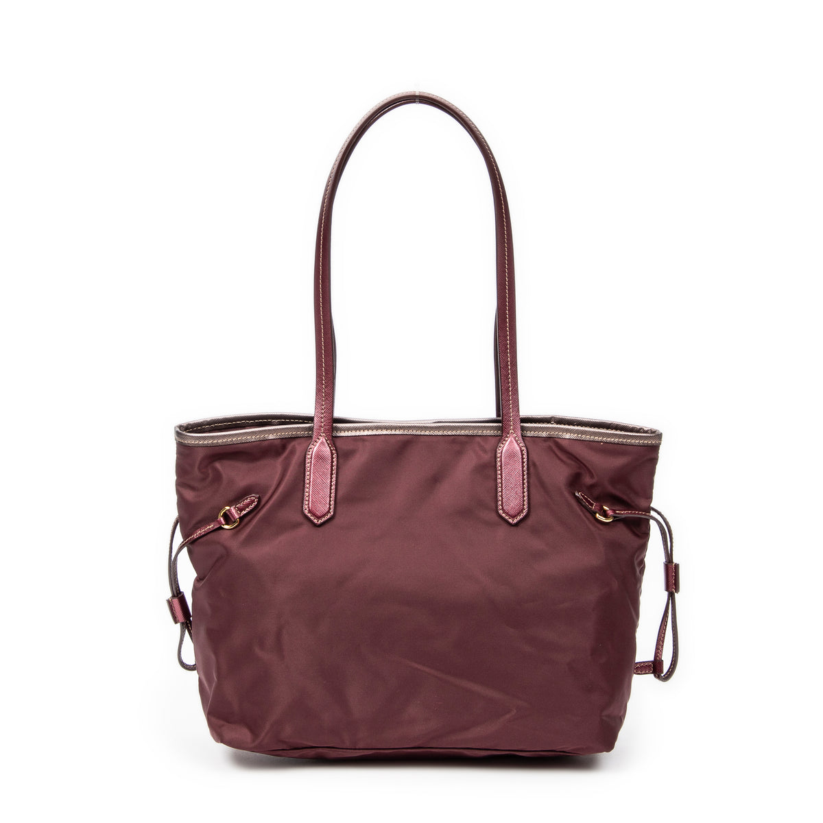 Shoulder Bag Side Drawstring Shopping Tote Purple Nylon Canvas