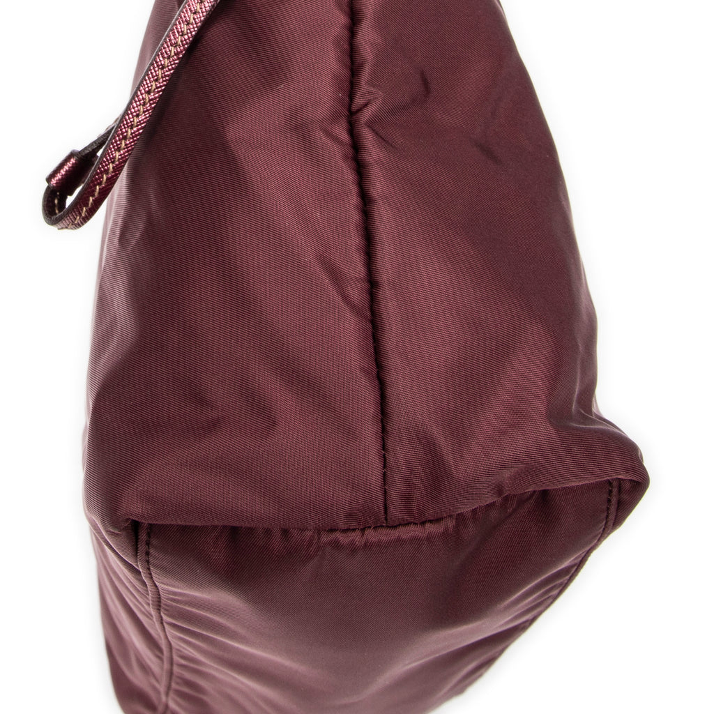 Shoulder Bag Side Drawstring Shopping Tote Purple Nylon Canvas