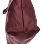 Shoulder Bag Side Drawstring Shopping Tote Purple Nylon Canvas