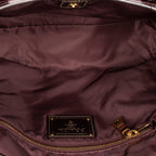 Shoulder Bag Side Drawstring Shopping Tote Purple Nylon Canvas