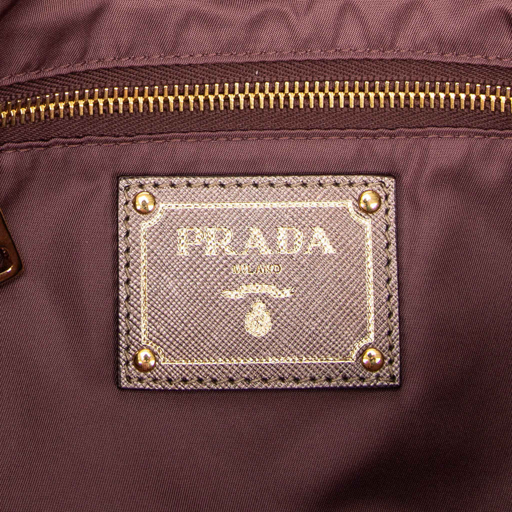 Shoulder Bag Side Drawstring Shopping Tote Purple Nylon Canvas