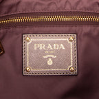 Shoulder Bag Side Drawstring Shopping Tote Purple Nylon Canvas