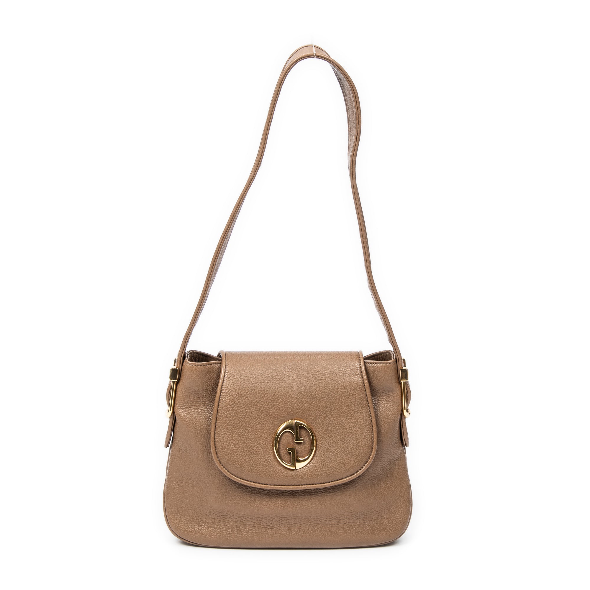 Bolso de Hombro 1973 con Solapa Cuero de Becerro Granulado Marrón