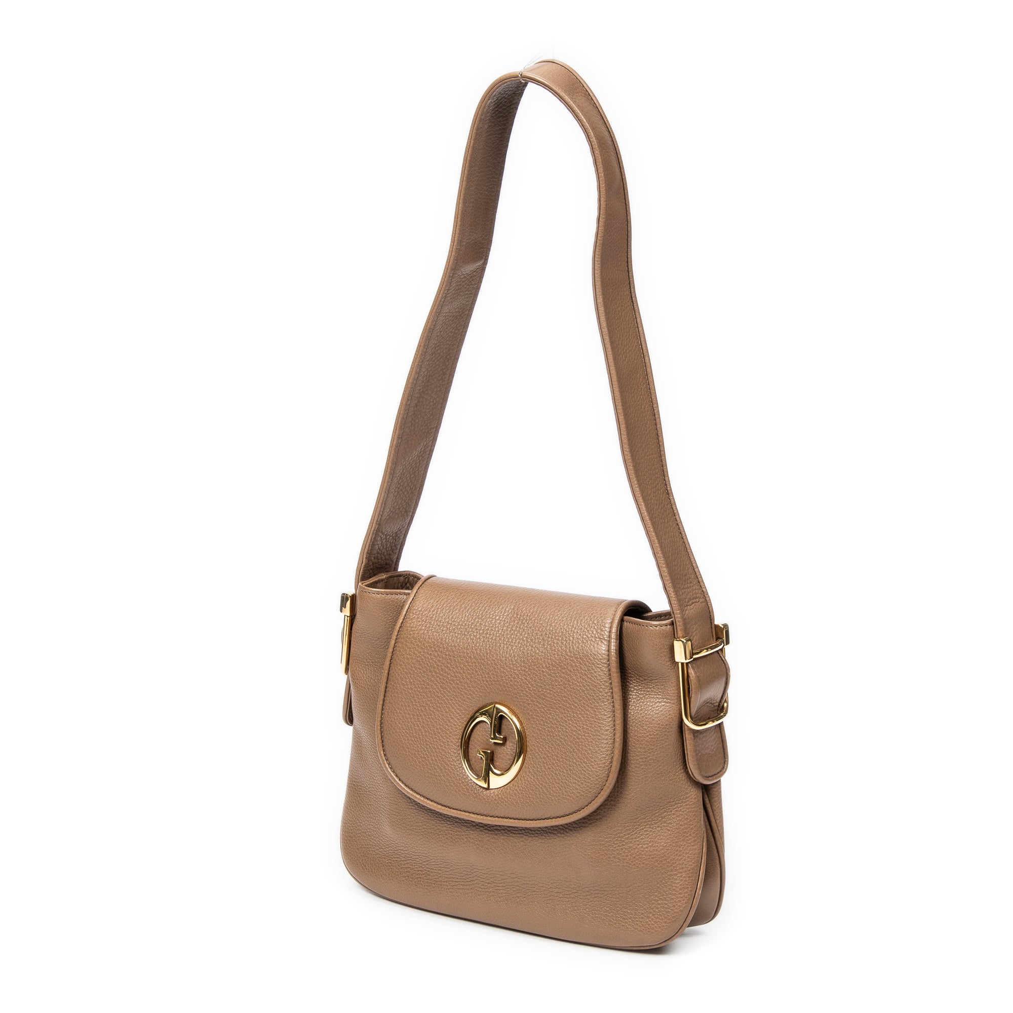 Bolso de Hombro 1973 con Solapa Cuero de Becerro Granulado Marrón