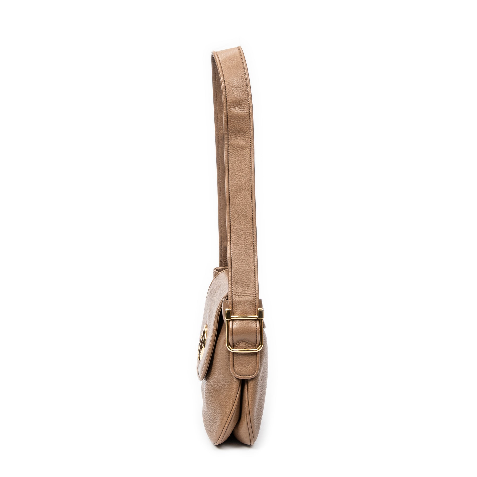 Bolso de Hombro 1973 con Solapa Cuero de Becerro Granulado Marrón