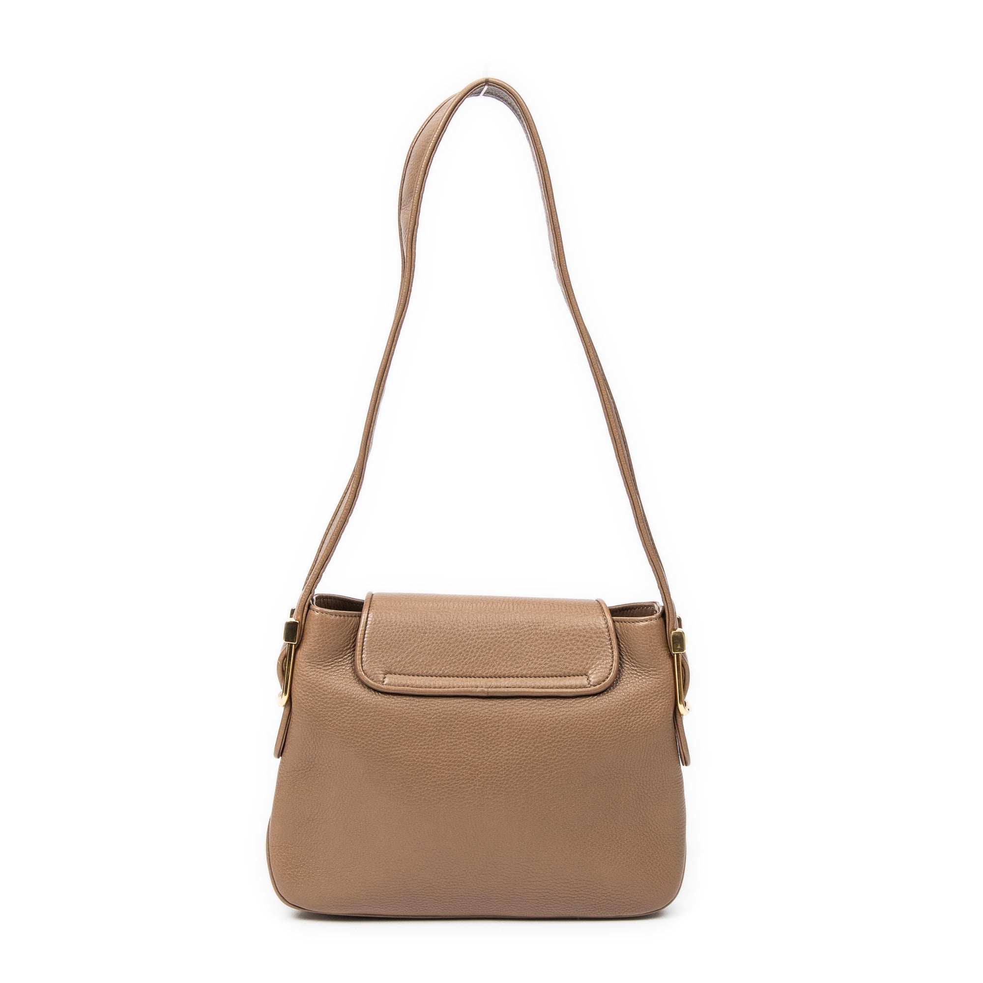 Bolso de Hombro 1973 con Solapa Cuero de Becerro Granulado Marrón