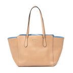 Shoulder Bag Small Swing Tote Beige Grained Calfskin Leather