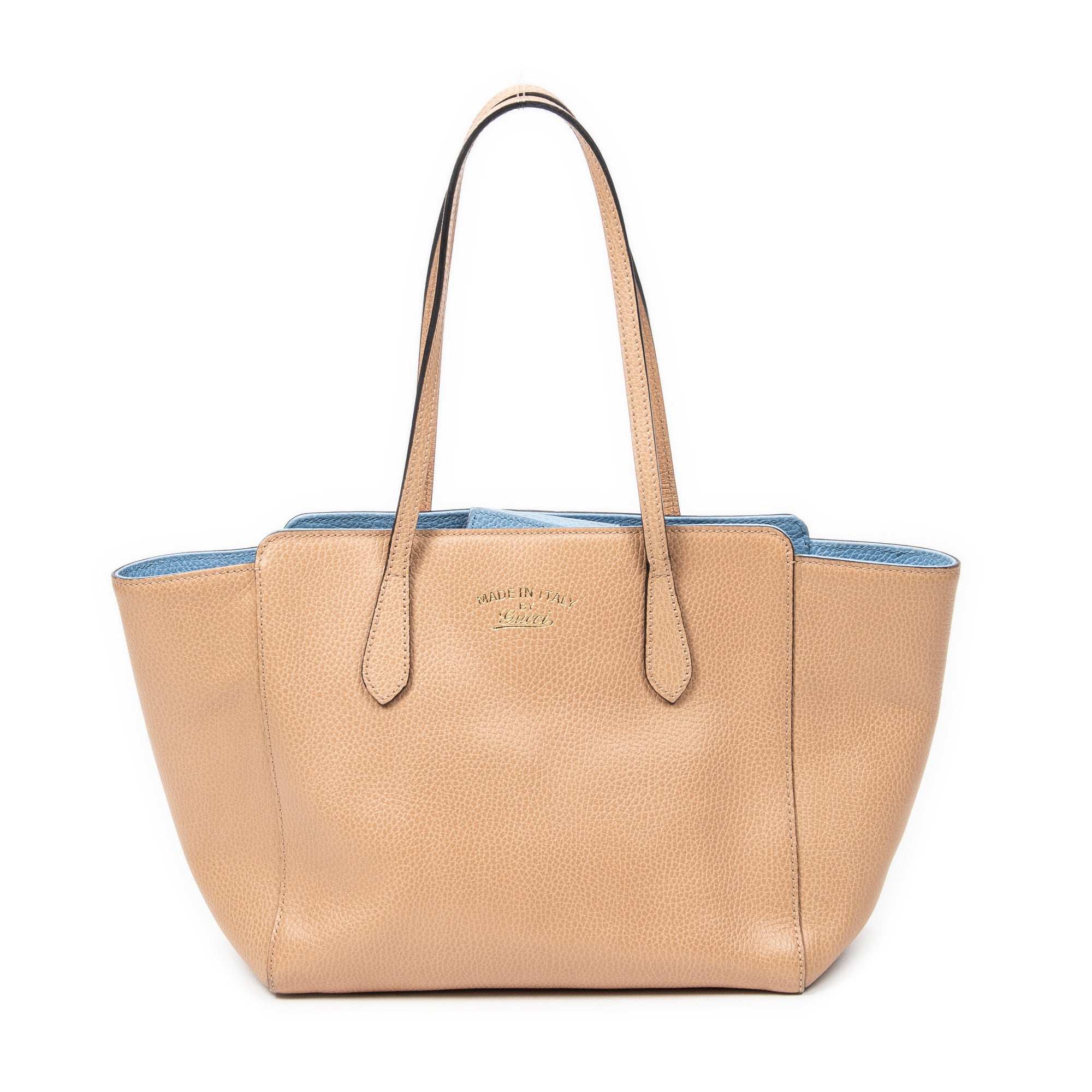 Shoulder Bag Small Swing Tote Beige Grained Calfskin Leather