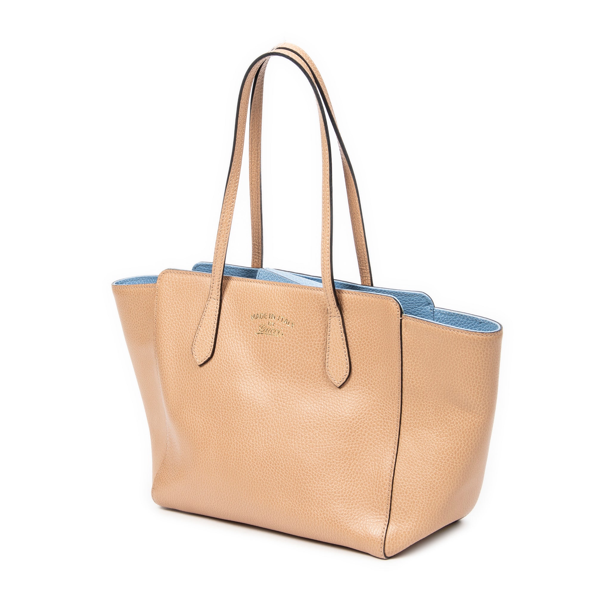 Shoulder Bag Small Swing Tote Beige Grained Calfskin Leather
