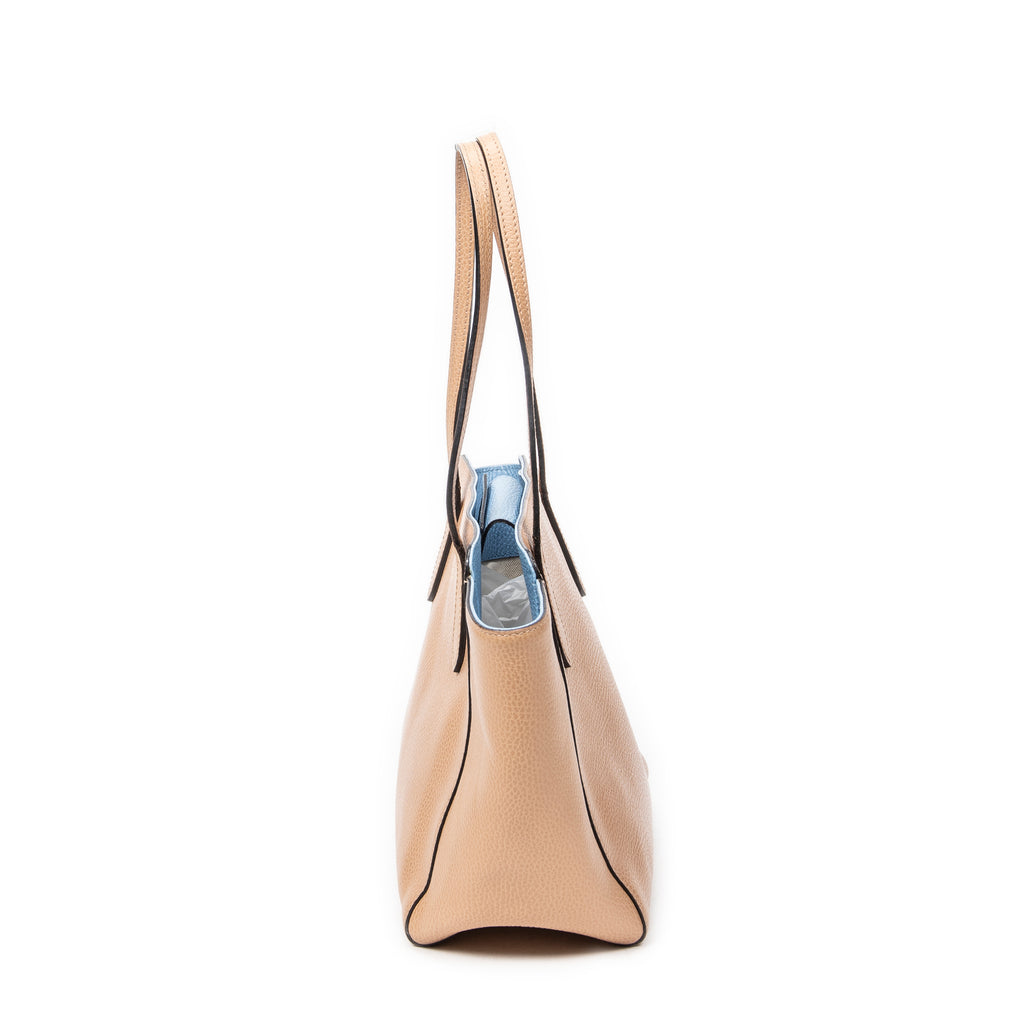 Shoulder Bag Small Swing Tote Beige Grained Calfskin Leather