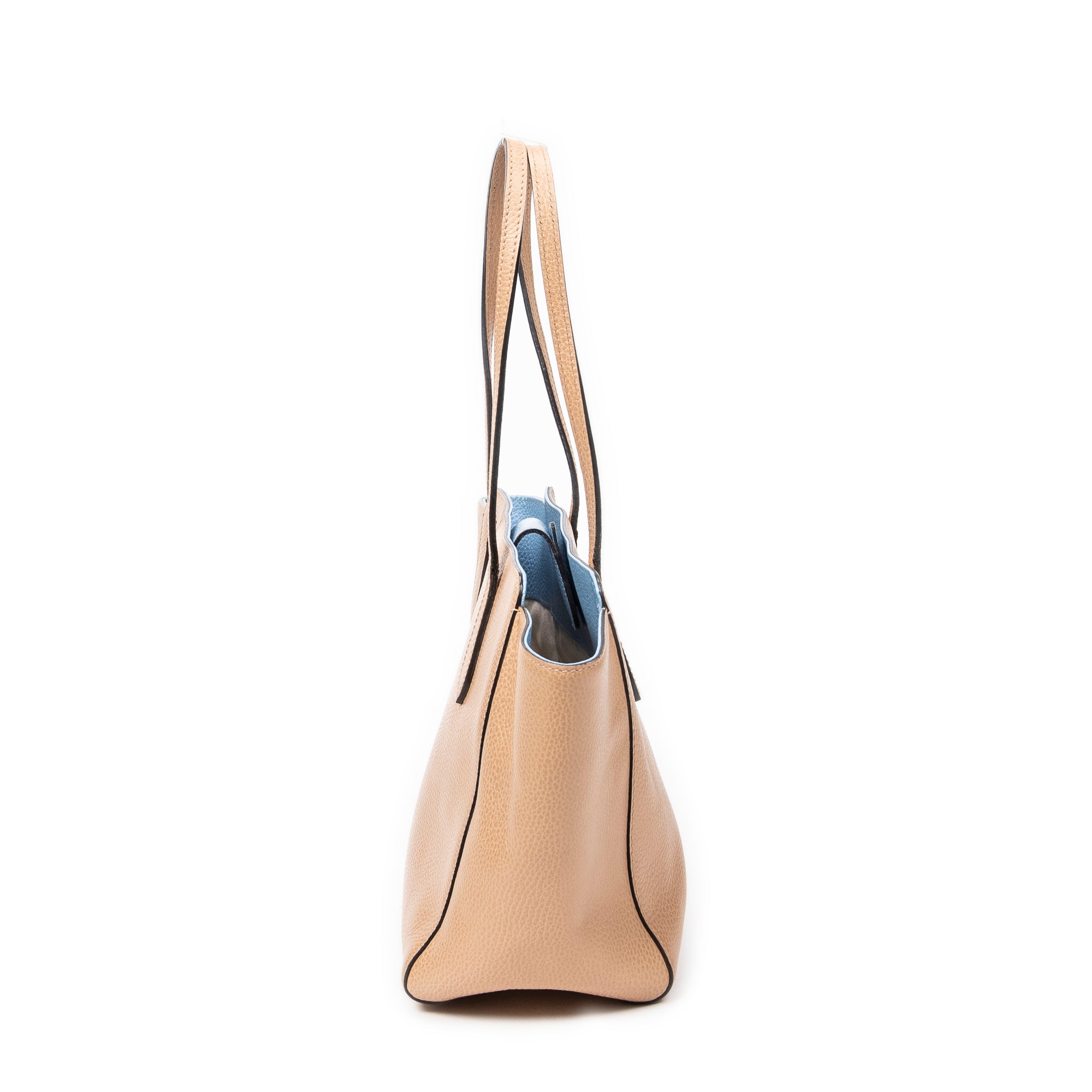 Shoulder Bag Small Swing Tote Beige Grained Calfskin Leather