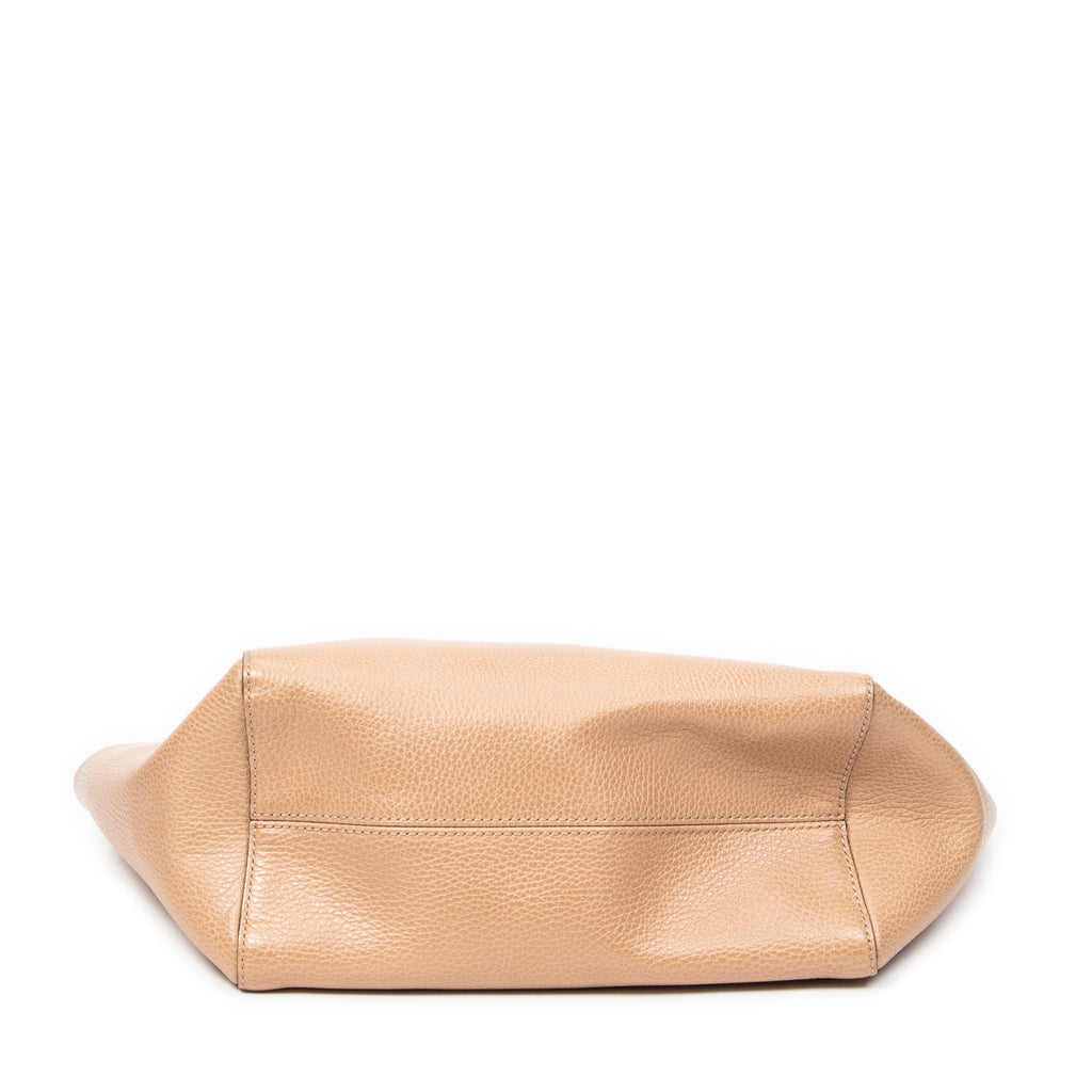 Shoulder Bag Small Swing Tote Beige Grained Calfskin Leather