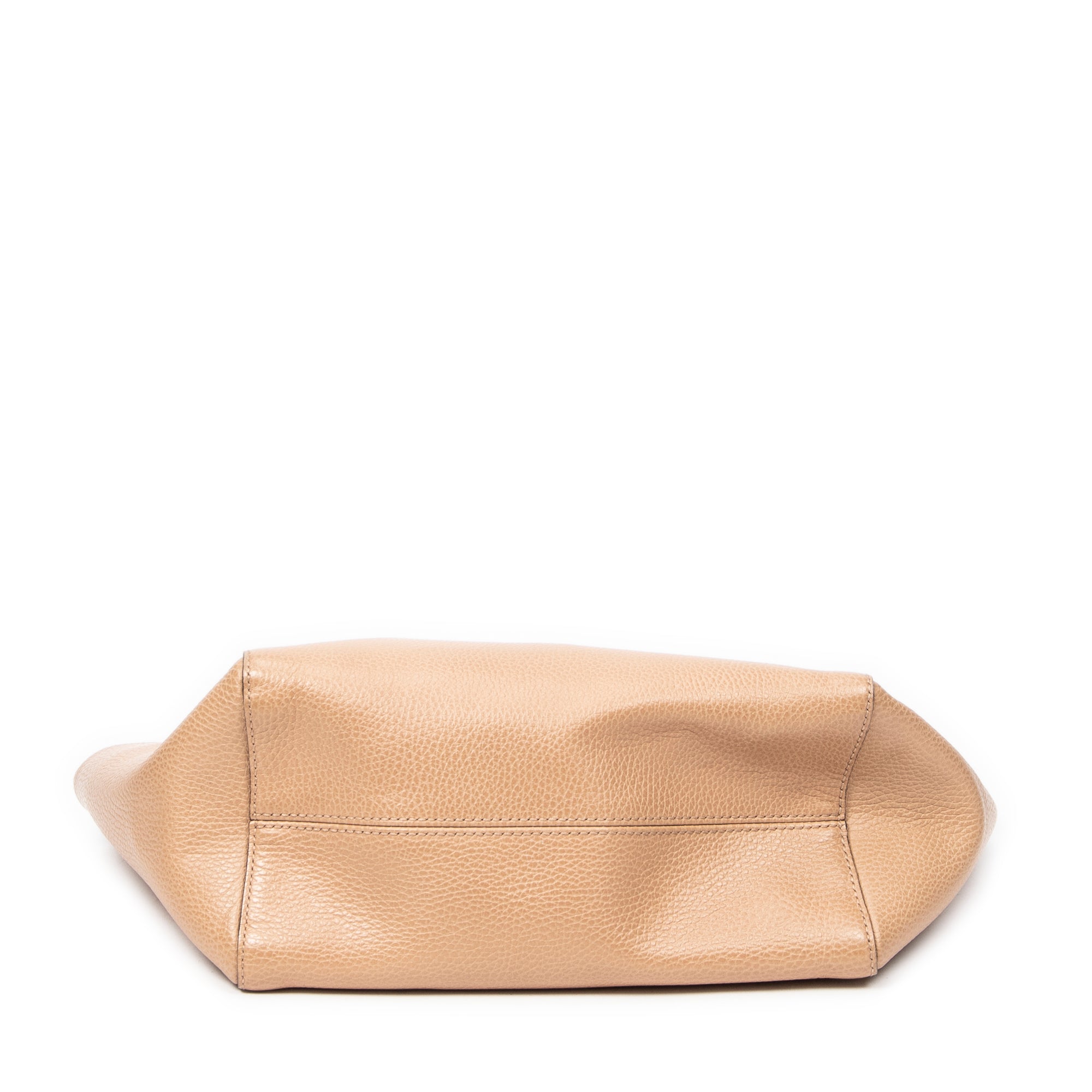 Shoulder Bag Small Swing Tote Beige Grained Calfskin Leather