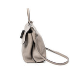 Bolso de hombro mediano de bambú, asa superior diaria, piel de becerro granulada gris