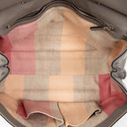 Bolso de hombro mediano de bambú, asa superior diaria, piel de becerro granulada gris