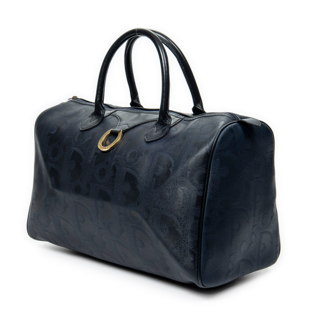 Travel Bag Vintage Medium Travel Boston Navy Maxi Diorissimo Coated Canvas