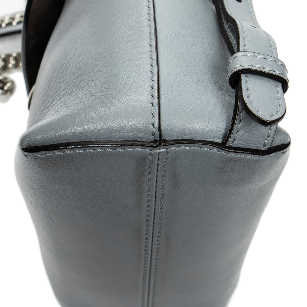 Backpack Mini Back to School Backpack Light Blue Calfskin Leather