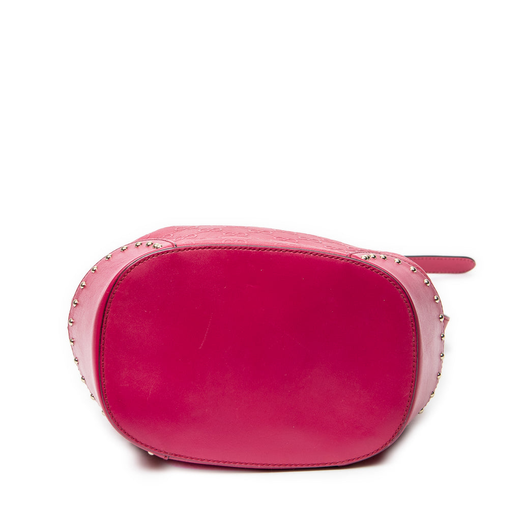 Shoulder Bag Small Drawstring Bucket Bag Fuchsia Pink Diamante GG Leather