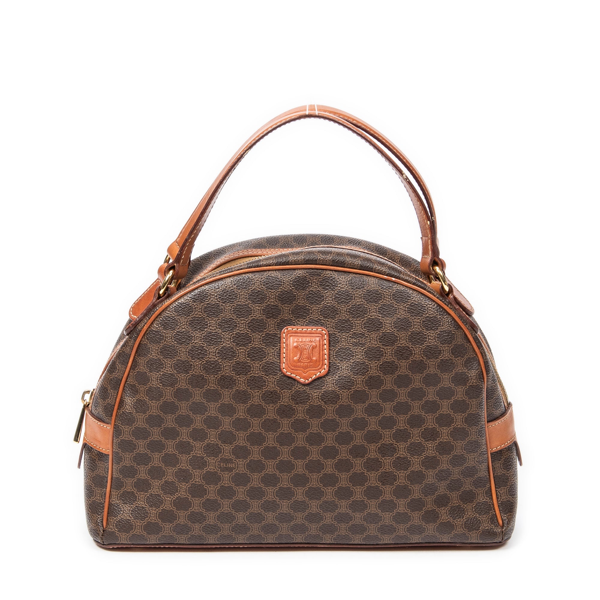 Handbag Dome Bowler Bag Brown Macadam Coated Canvas