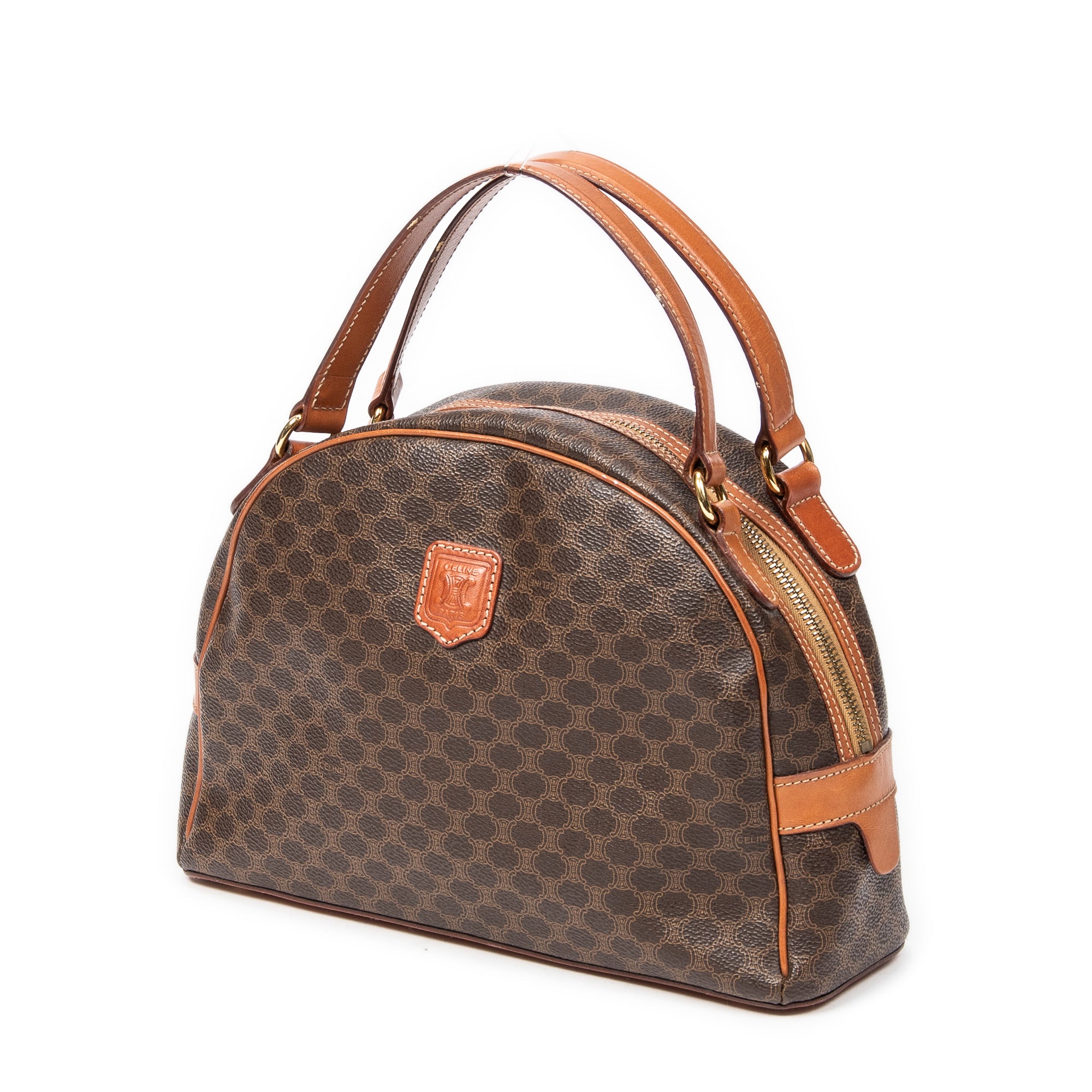 Handbag Dome Bowler Bag Brown Macadam Coated Canvas