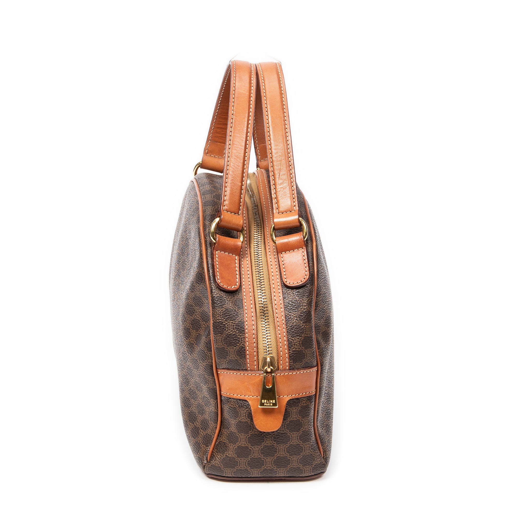 Handbag Dome Bowler Bag Brown Macadam Coated Canvas